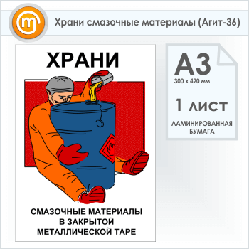 Плакат «Храни смазочные материалы» (Агит-36, 1 лист, А3)